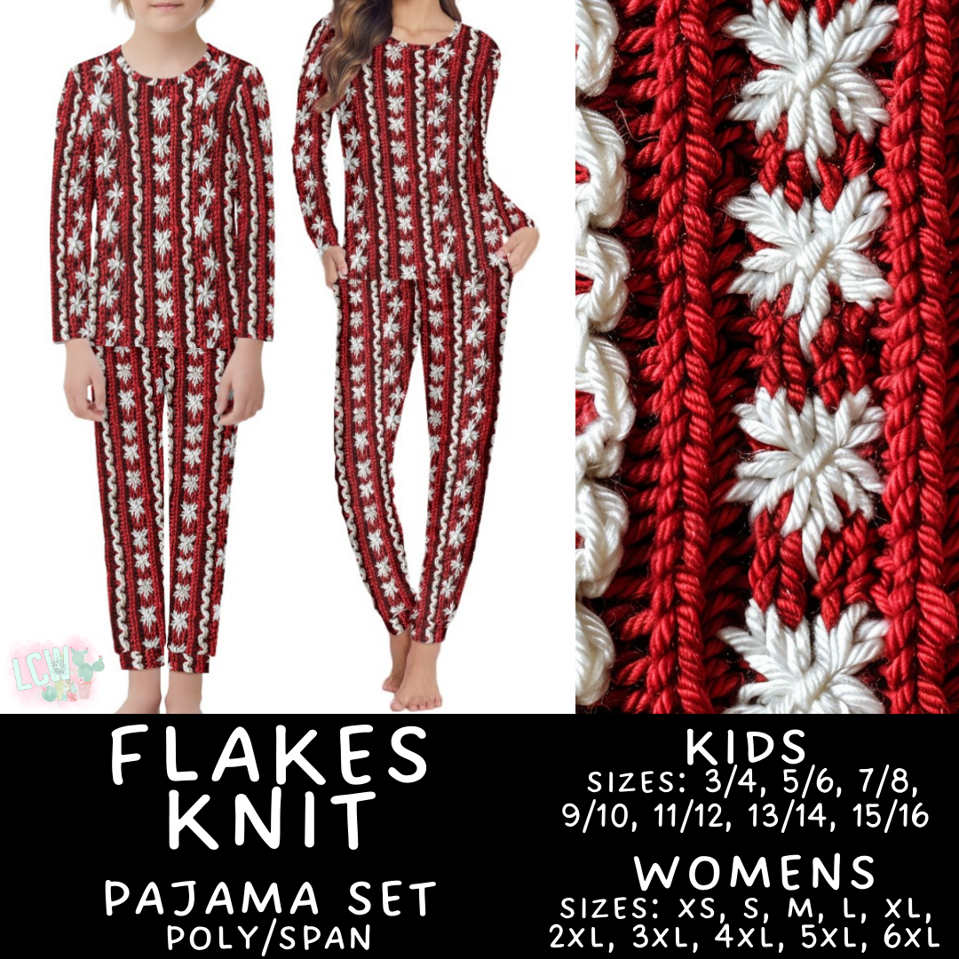 Preorder Custom Christmas Family PJ Sets - Flakes Knit - Closes 12 Sep - ETA late Nov 2025