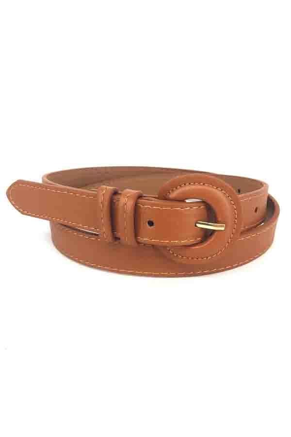 Faux Leather Round Buckle Belts - Assorted Colours