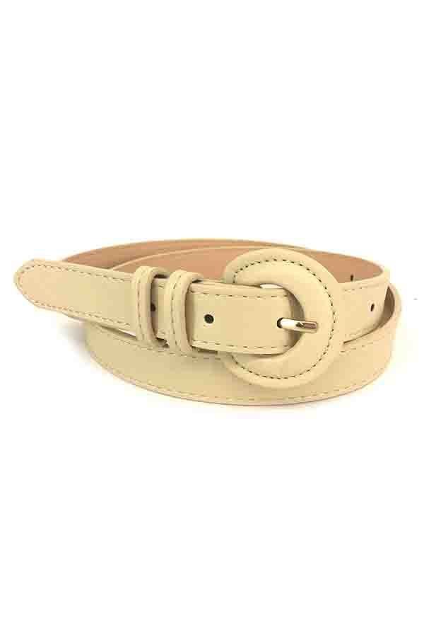 Faux Leather Round Buckle Belts - Assorted Colours