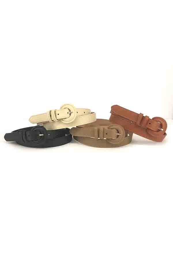 Faux Leather Round Buckle Belts - Assorted Colours