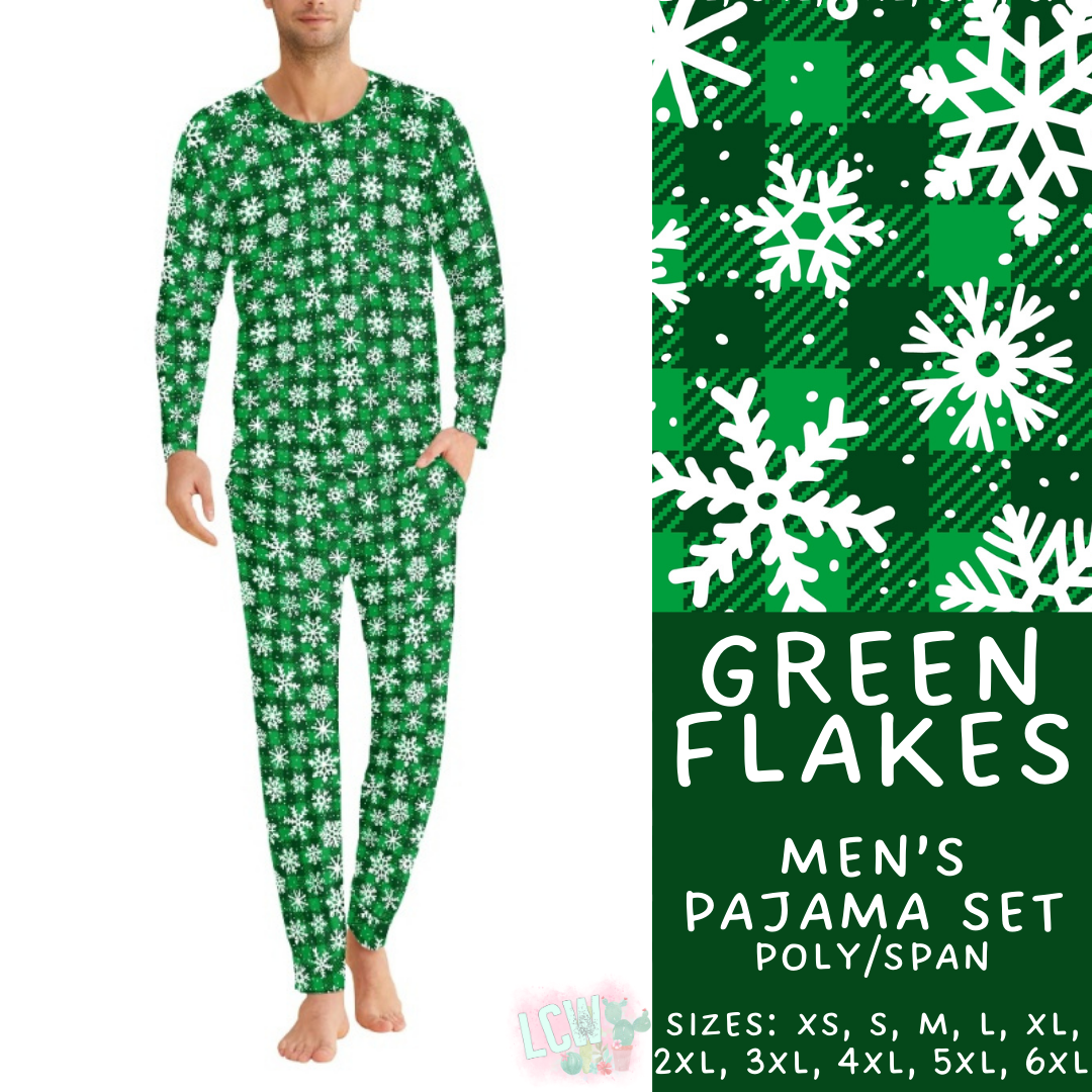 Preorder Custom Christmas Family PJ Sets - Green Flakes - Closes 12 Sep - ETA late Nov 2025