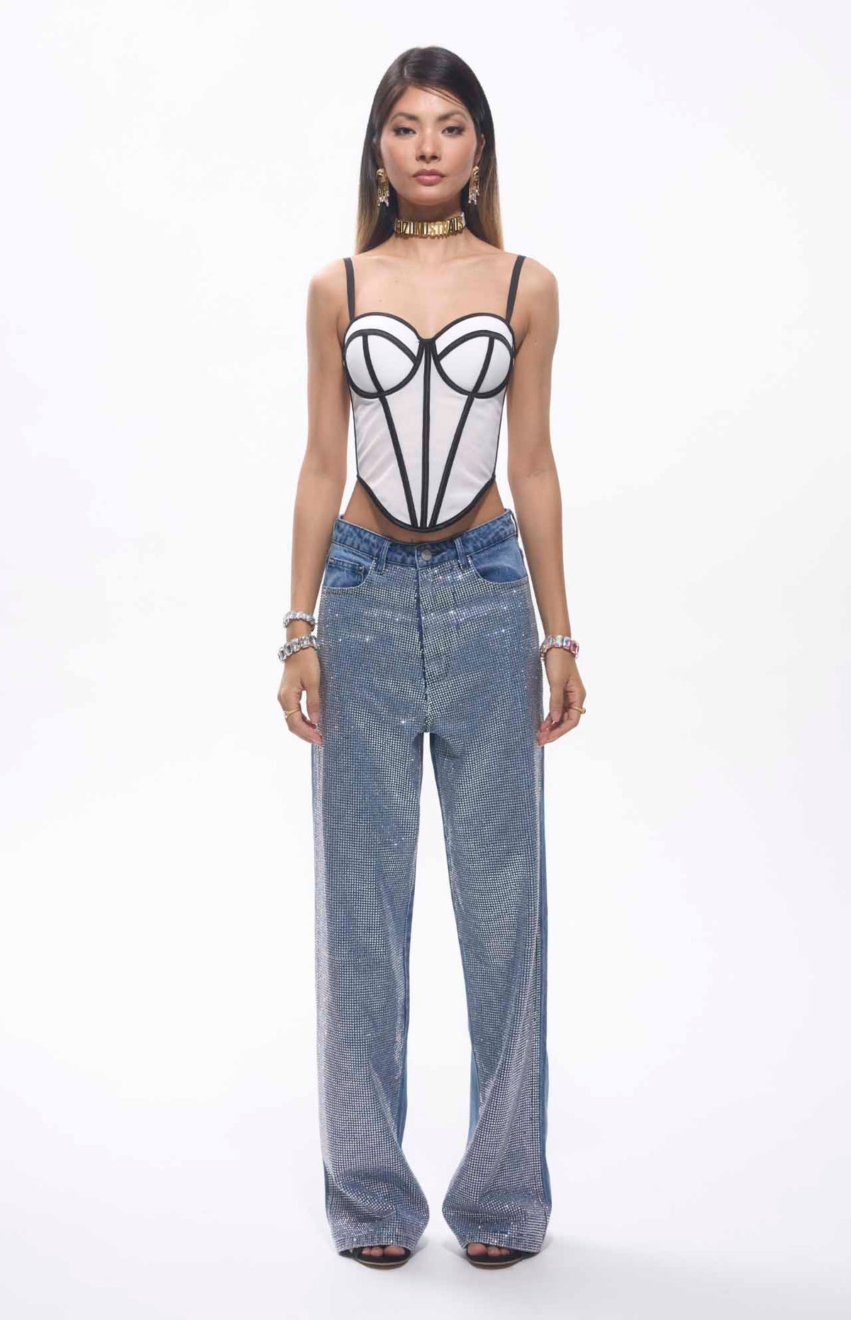 Hana Mesh Corset Top White