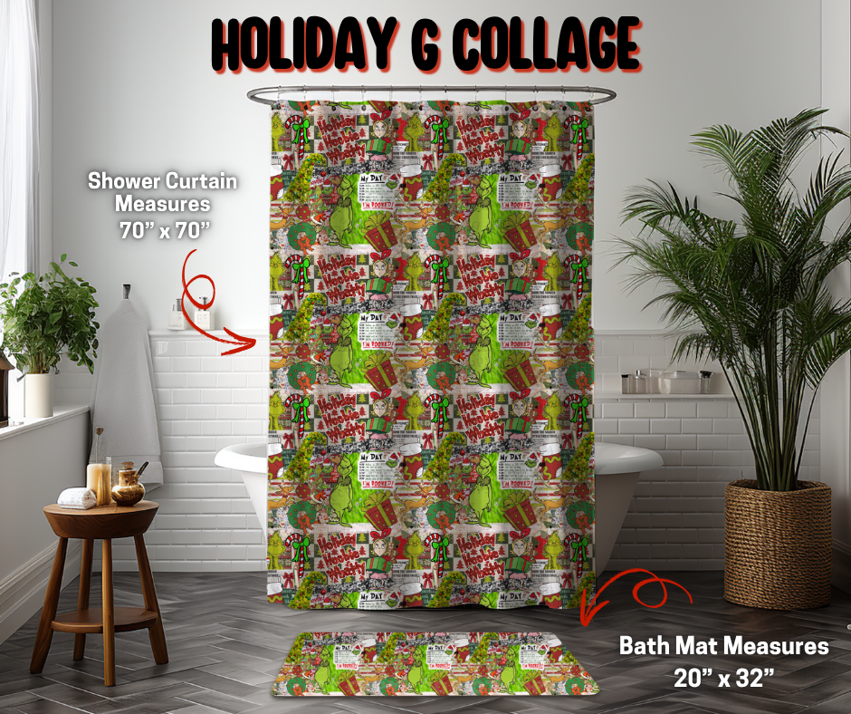 Preorder Custom Shower Curtain / Bath Mat - Holiday G Collage - Closes 8 Sep - ETA early Jan 2026