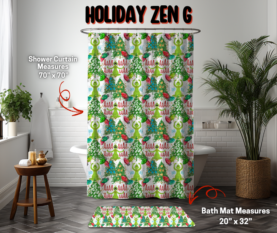 Preorder Custom Shower Curtain / Bath Mat - Holiday Zen G - Closes 8 Sep - ETA early Jan 2026
