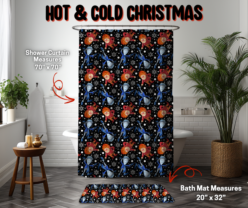 Preorder Custom Shower Curtain / Bath Mat - Hot and Cold Christmas - Closes 8 Sep - ETA early Jan 2026
