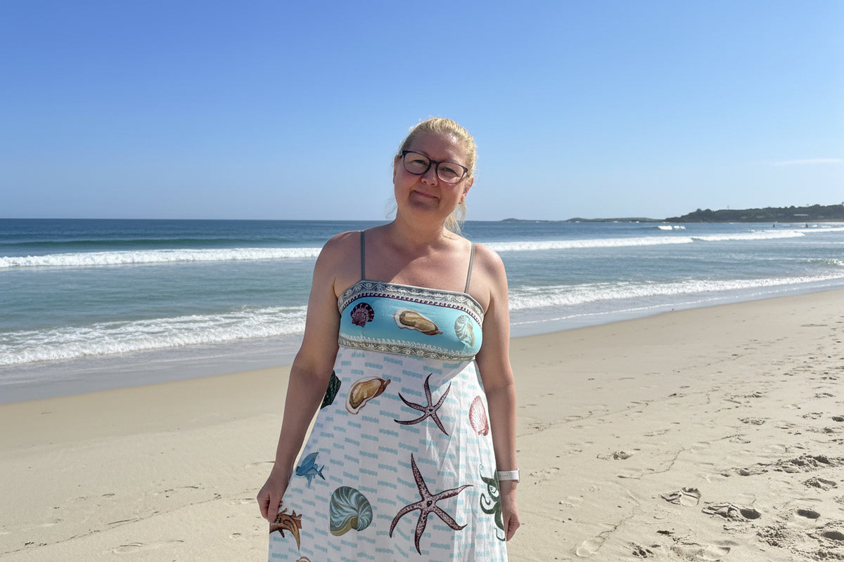 Ocean Print Spaghetti Strap Midi Dress