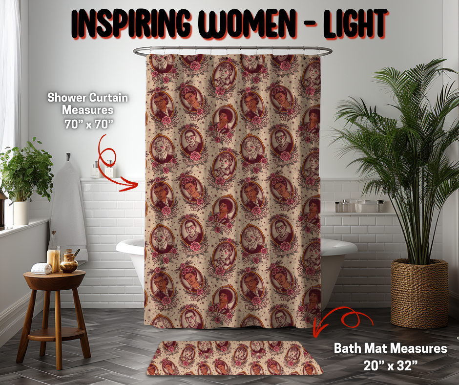 Preorder Custom Shower Curtain / Bath Mat - Inspiring Women - Light - Closes 8 Sep - ETA early Jan 2026