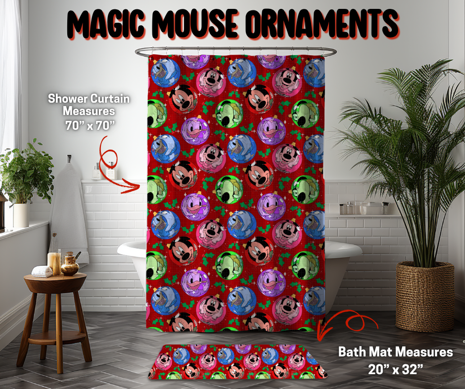 Preorder Custom Shower Curtain / Bath Mat - Magic Mouse Ornaments - Closes 8 Sep - ETA early Jan 2026