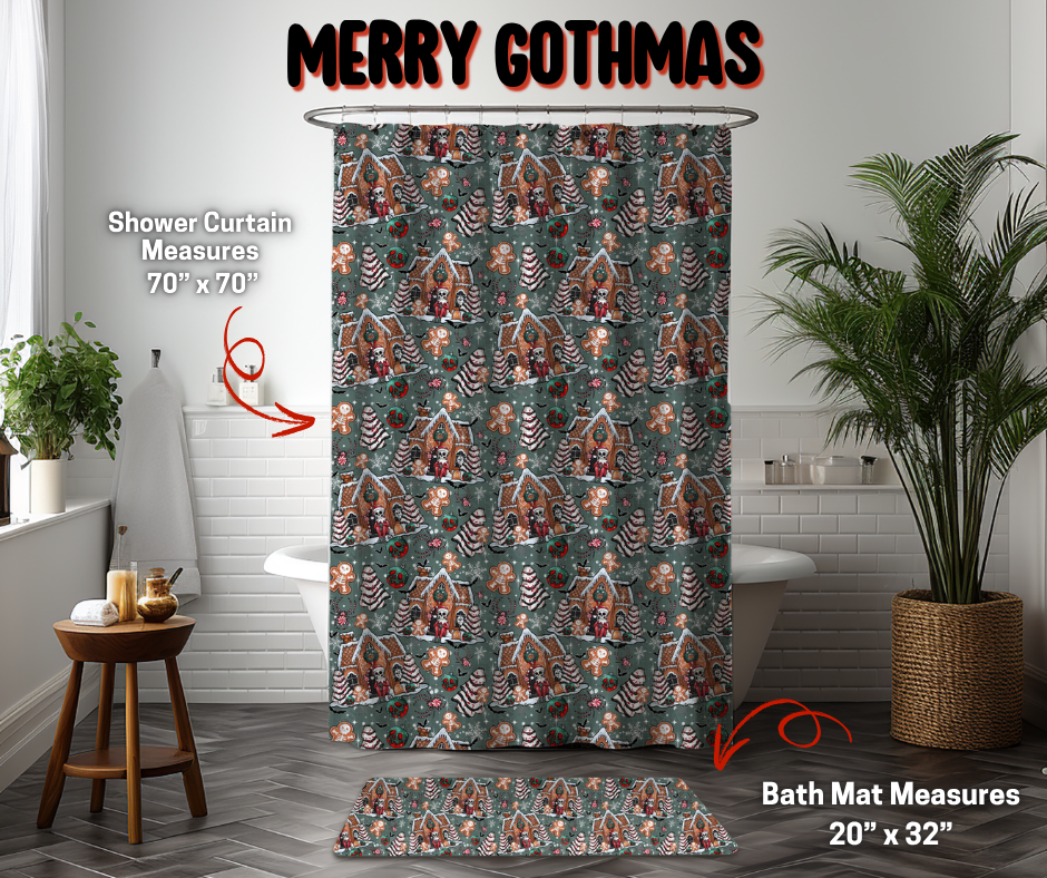 Preorder Custom Shower Curtain / Bath Mat - Merry Gothmas - Closes 8 Sep - ETA early Jan 2026