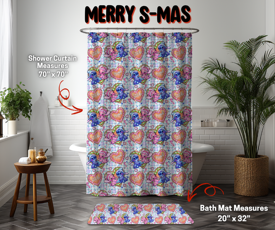 Preorder Custom Shower Curtain / Bath Mat - Merry S-mas - Closes 8 Sep - ETA early Jan 2026