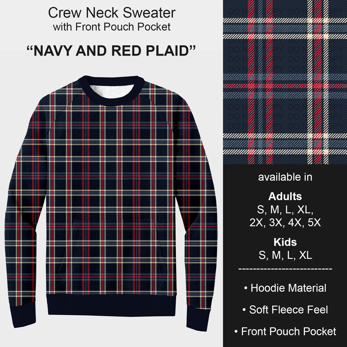 PREORDER Custom Styles - Navy and Red Plaid - Closes 7 Oct - ETA early Jan 2026