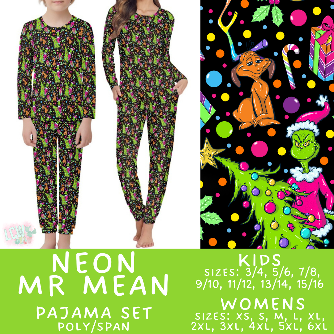 Preorder Custom Christmas Family PJ Sets - Neon Mr Mean - Closes 12 Sep - ETA late Nov 2025