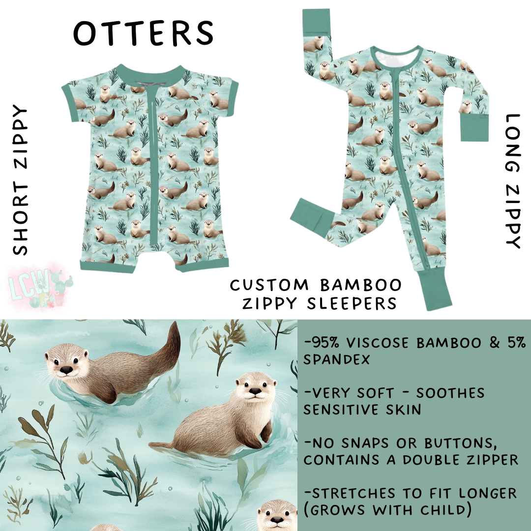 Preorder Custom Kids Bamboo Sleepwear - Otters - Closes 31 Dec - ETA late Mar 2026