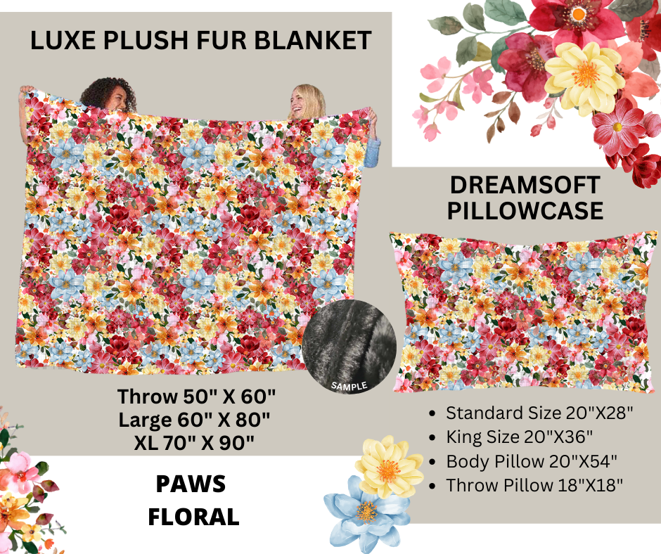 Preorder Custom Blankets / Pillowcases - Paws Floral - Closes 24 Feb - ETA early Jun 2025