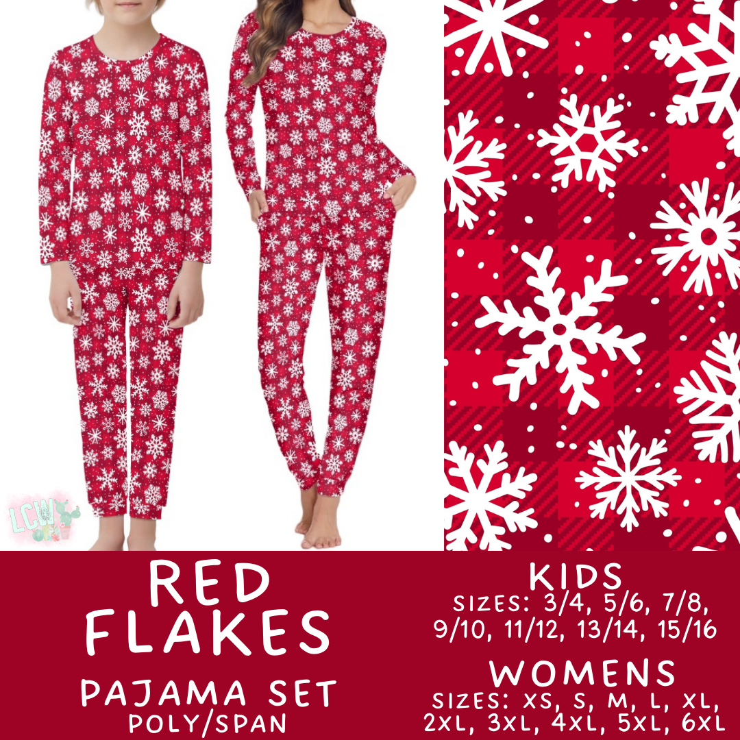 Preorder Custom Christmas Family PJ Sets - Red Flakes - Closes 12 Sep - ETA late Nov 2025