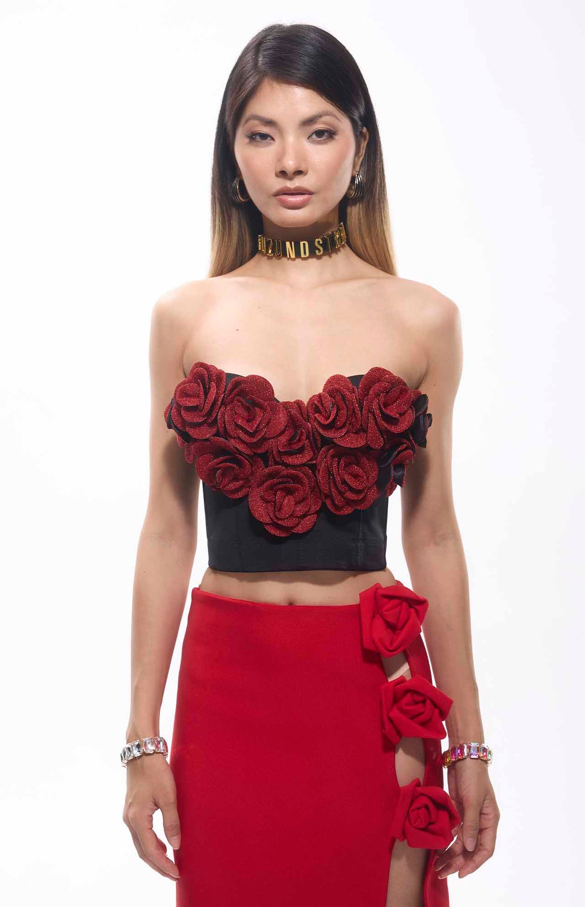 Rosa Flower Patch Corset Mini Top