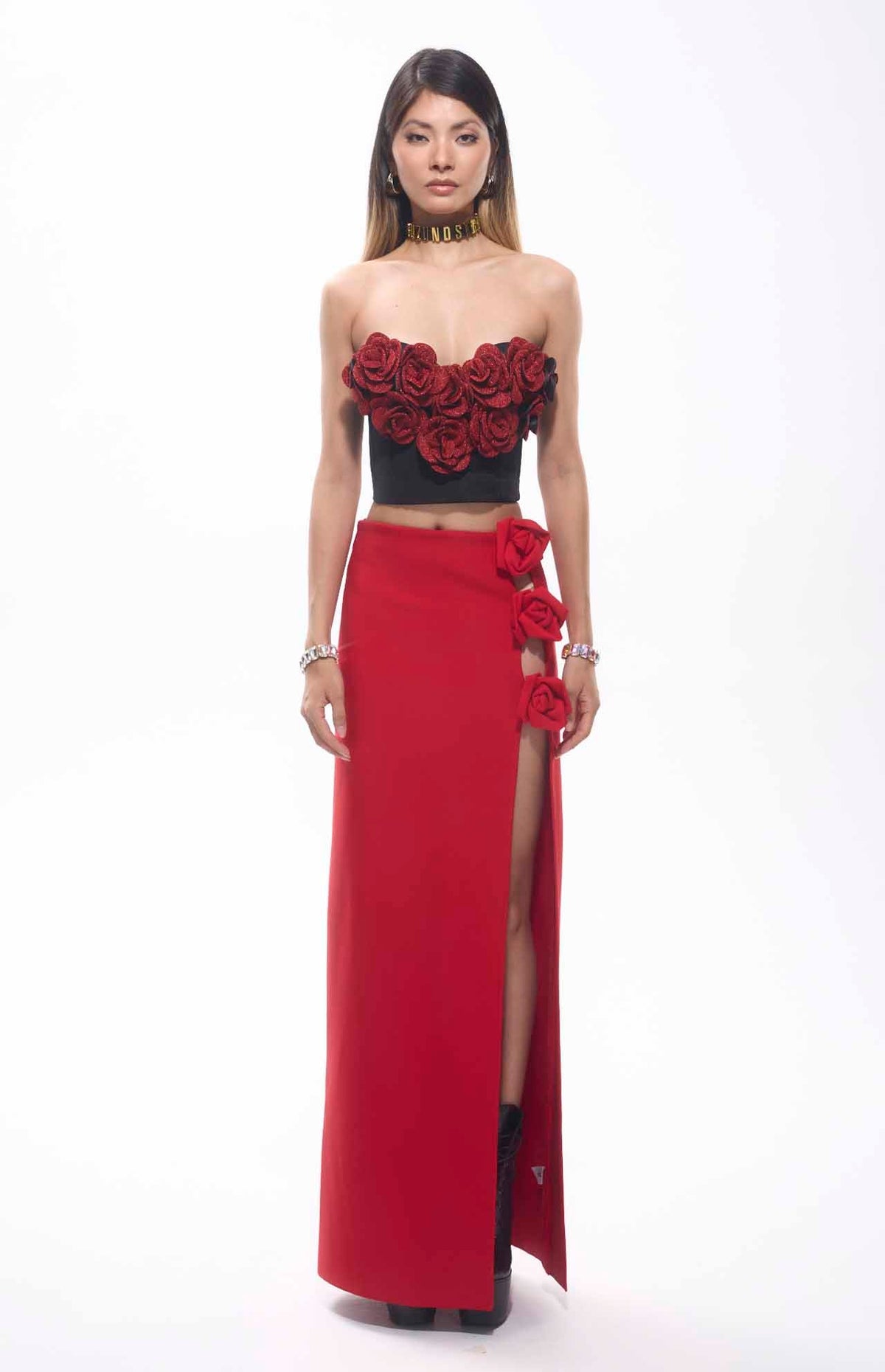 Rosa Flower Patch Corset Mini Top