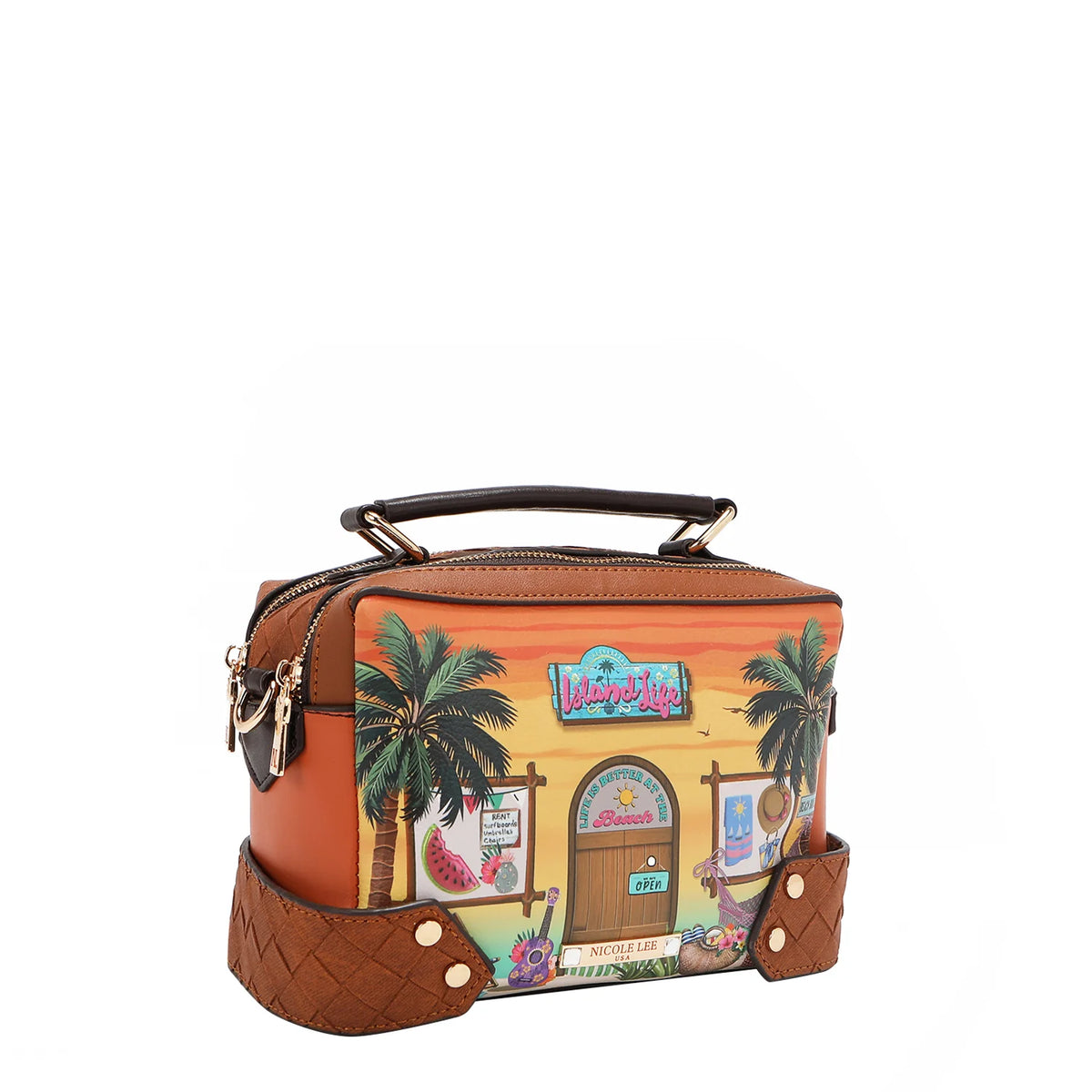 NICOLE LEE USA SUN AND SAND 3 PIECE SET (Handbag, Crossbody, Wallet)