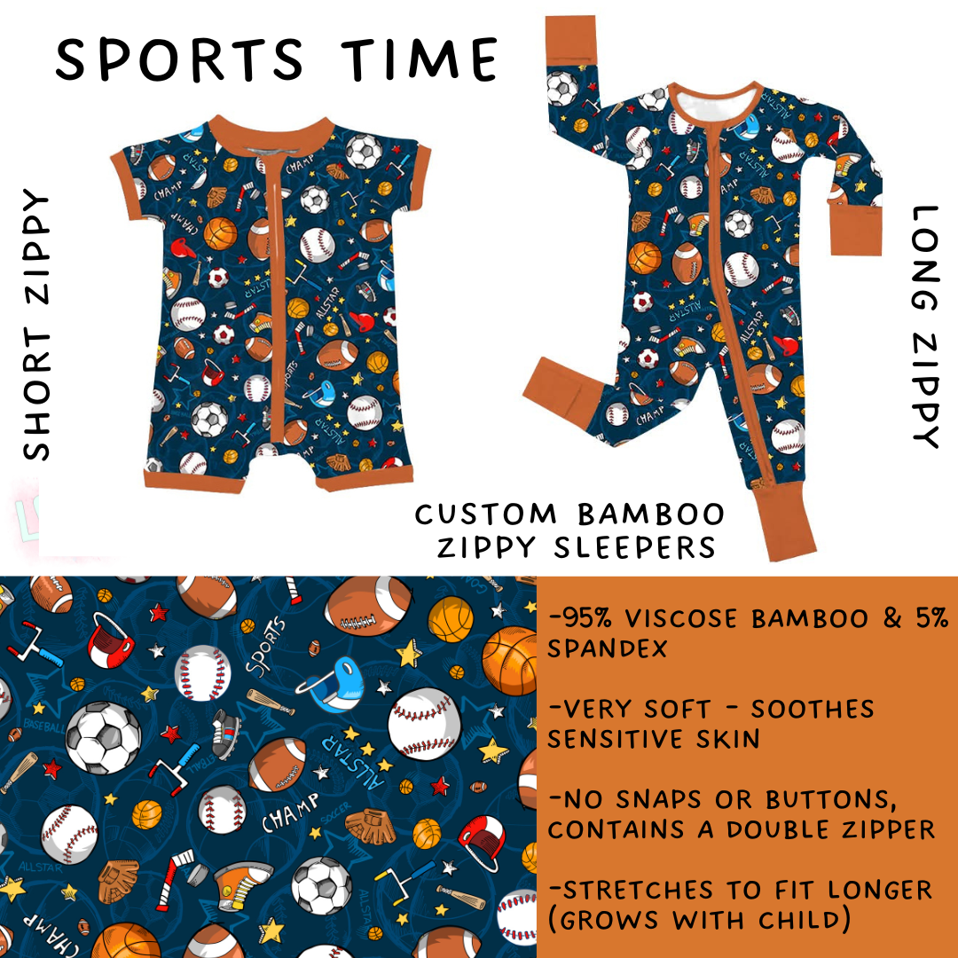 Preorder Custom Kids Bamboo Sleepwear - Sports Time - Closes 31 Dec - ETA late Mar 2026