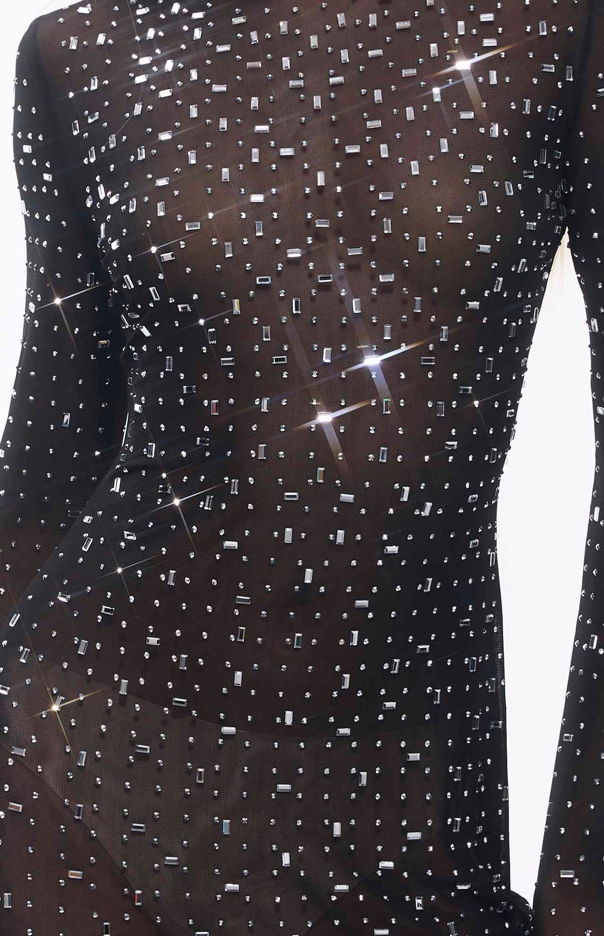 Sasso Crystal Mesh Maxi Dress Black