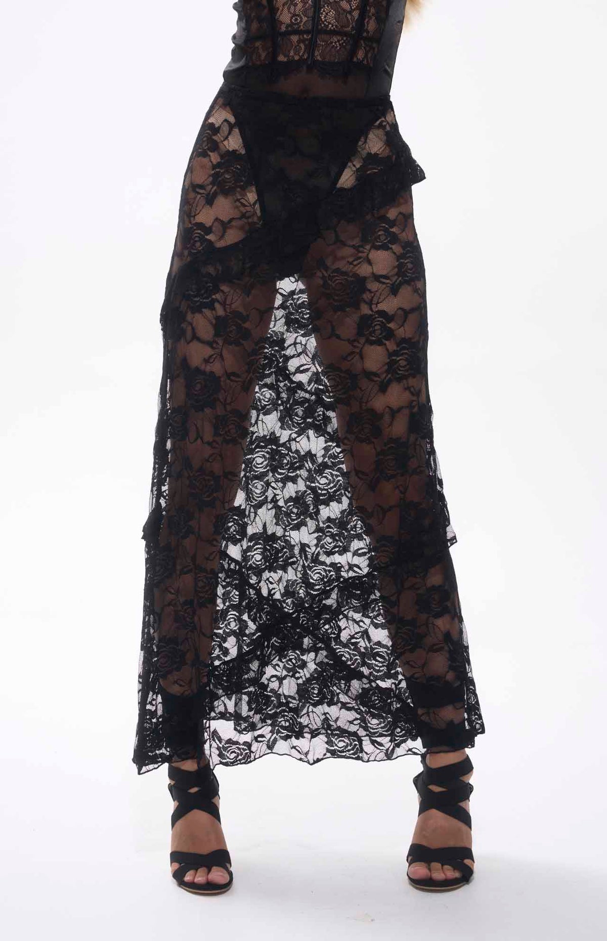 Serna Assymetrical Guipure Lace Skirt