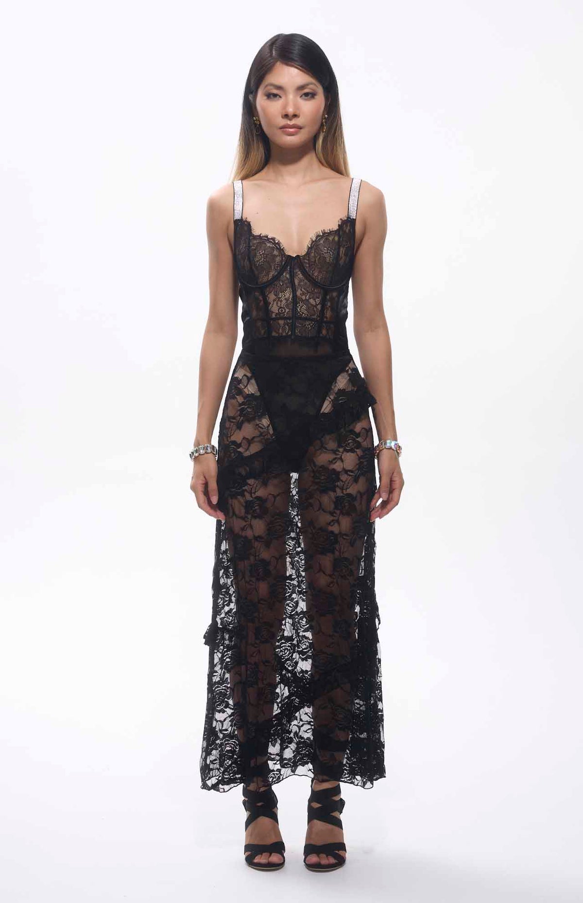 Serna Assymetrical Guipure Lace Skirt