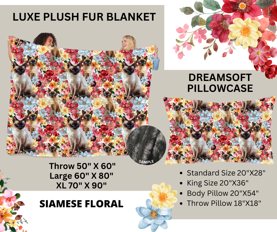 Preorder Custom Blankets / Pillowcases - Siamese Floral - Closes 24 Feb - ETA early Jun 2025