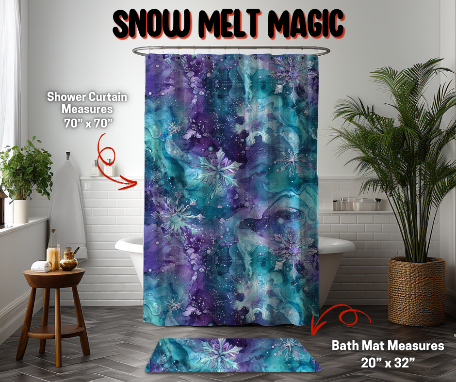 Preorder Custom Shower Curtain / Bath Mat - Snow Melt Magic - Closes 8 Sep - ETA early Jan 2026