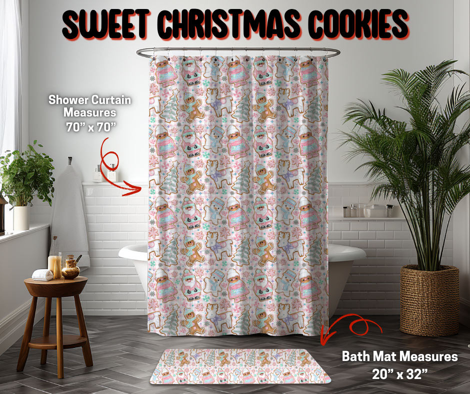 Preorder Custom Shower Curtain / Bath Mat - Sweet Christmas Cookies - Closes 8 Sep - ETA early Jan 2026