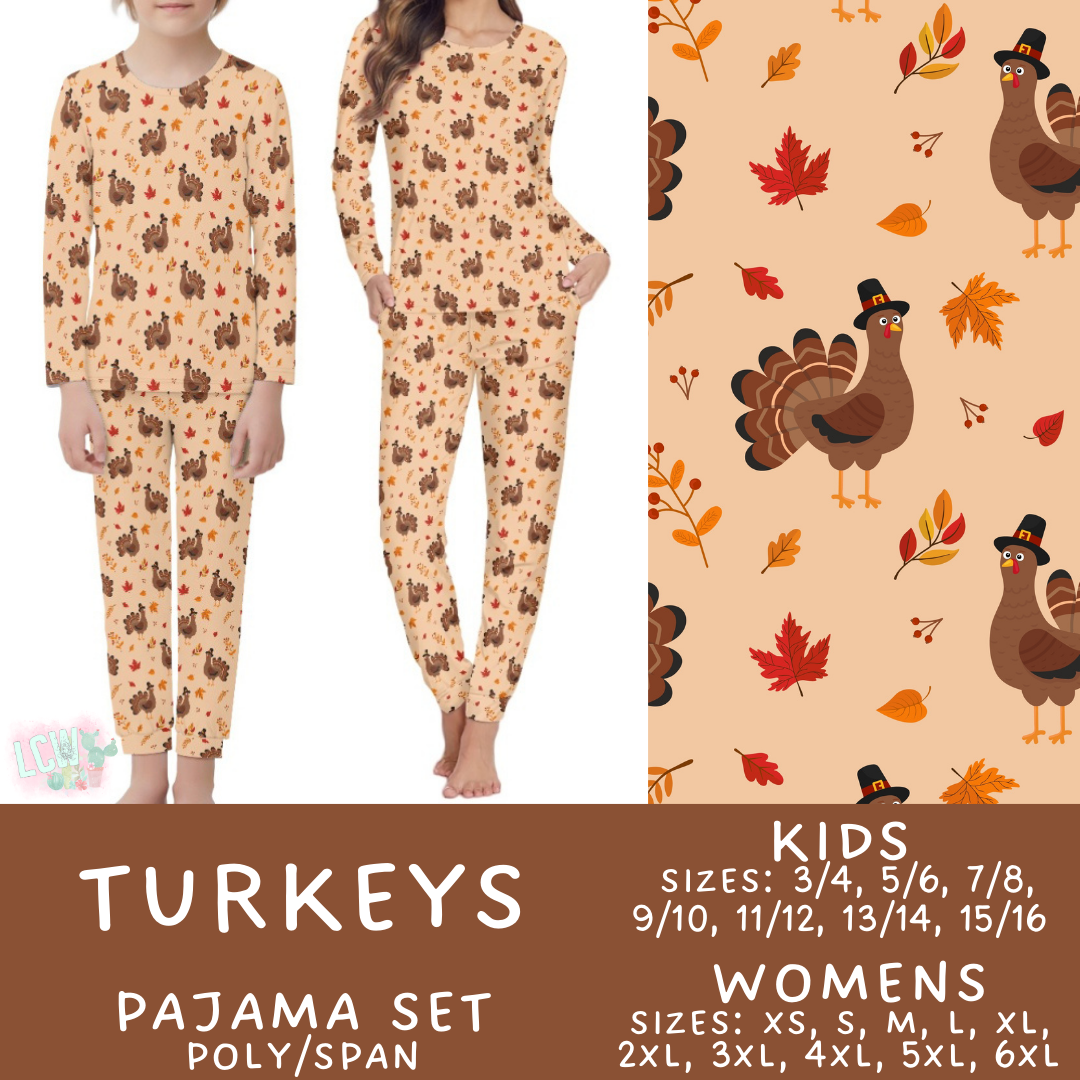 Preorder Custom Family PJ Sets - Turkeys - Closes 3 Sep - ETA late Nov 2025