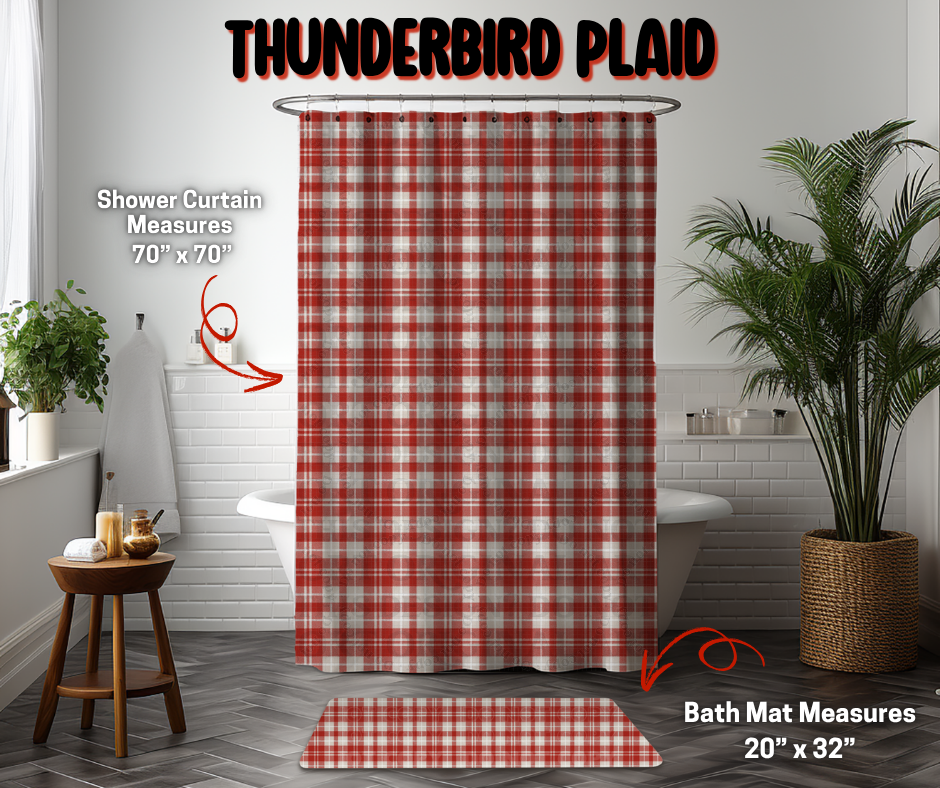 Preorder Custom Shower Curtain / Bath Mat - Thunderbird Plaid - Closes 8 Sep - ETA early Jan 2026