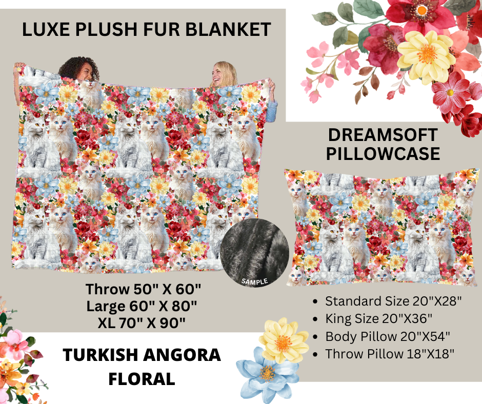 Preorder Custom Blankets / Pillowcases - Turkish Angora Floral - Closes 24 Feb - ETA early Jun 2025