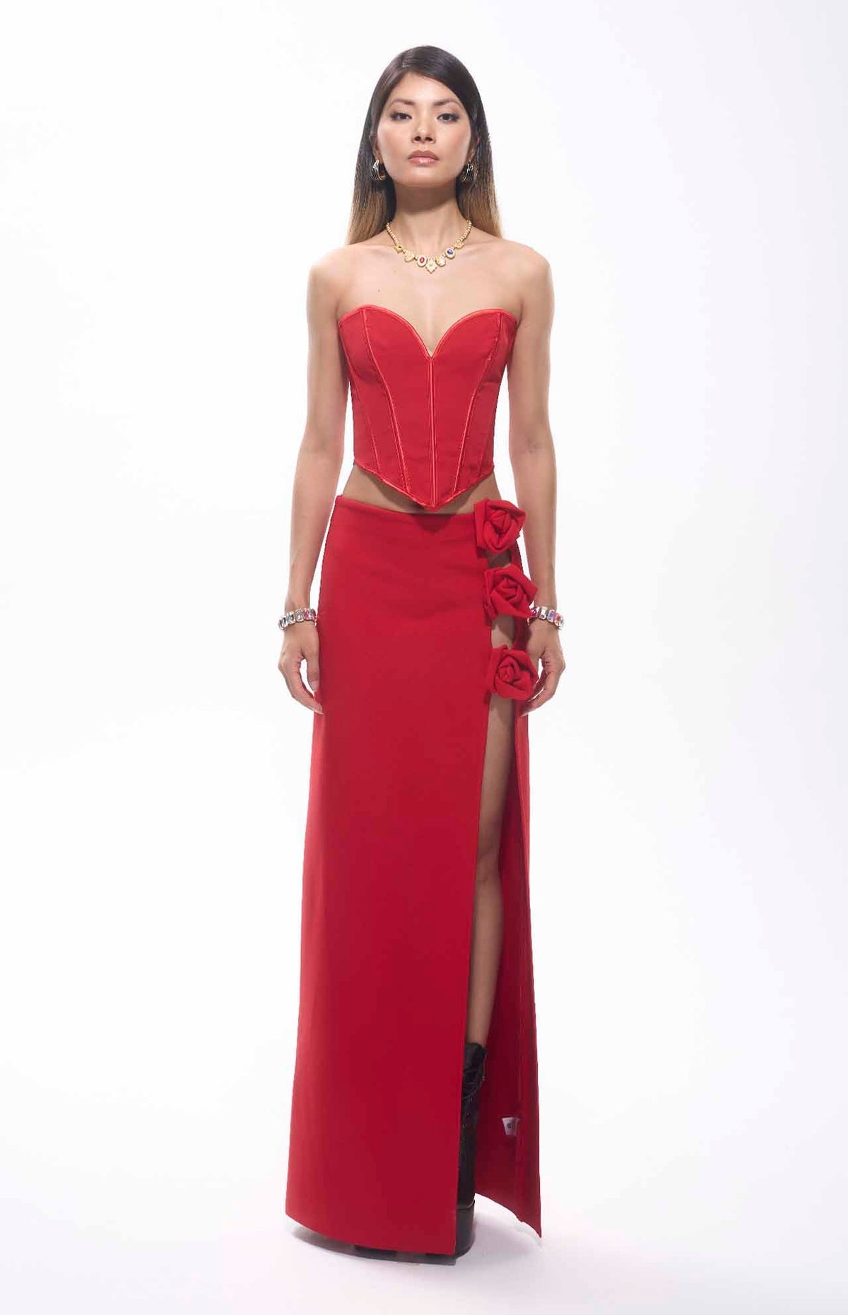 Umee Heart Shape Corsette Top Red