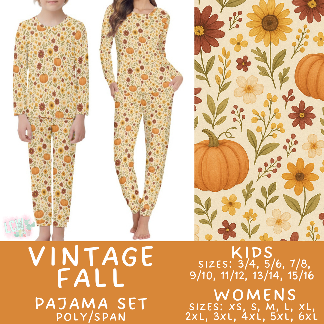 Preorder Custom Family PJ Sets - Vintage Fall - Closes 3 Sep - ETA late Nov 2025