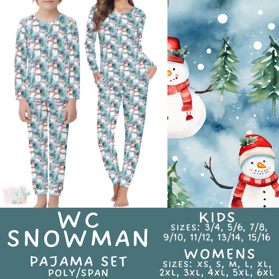 Preorder Custom Christmas Family PJ Sets - WC Snowman - Closes 12 Sep - ETA late Nov 2025