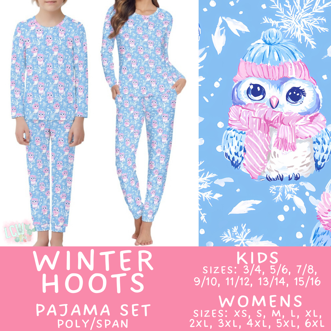 Preorder Custom Family PJ Sets - Winter Hoots - Closes 6 Oct - ETA late Dec 2025