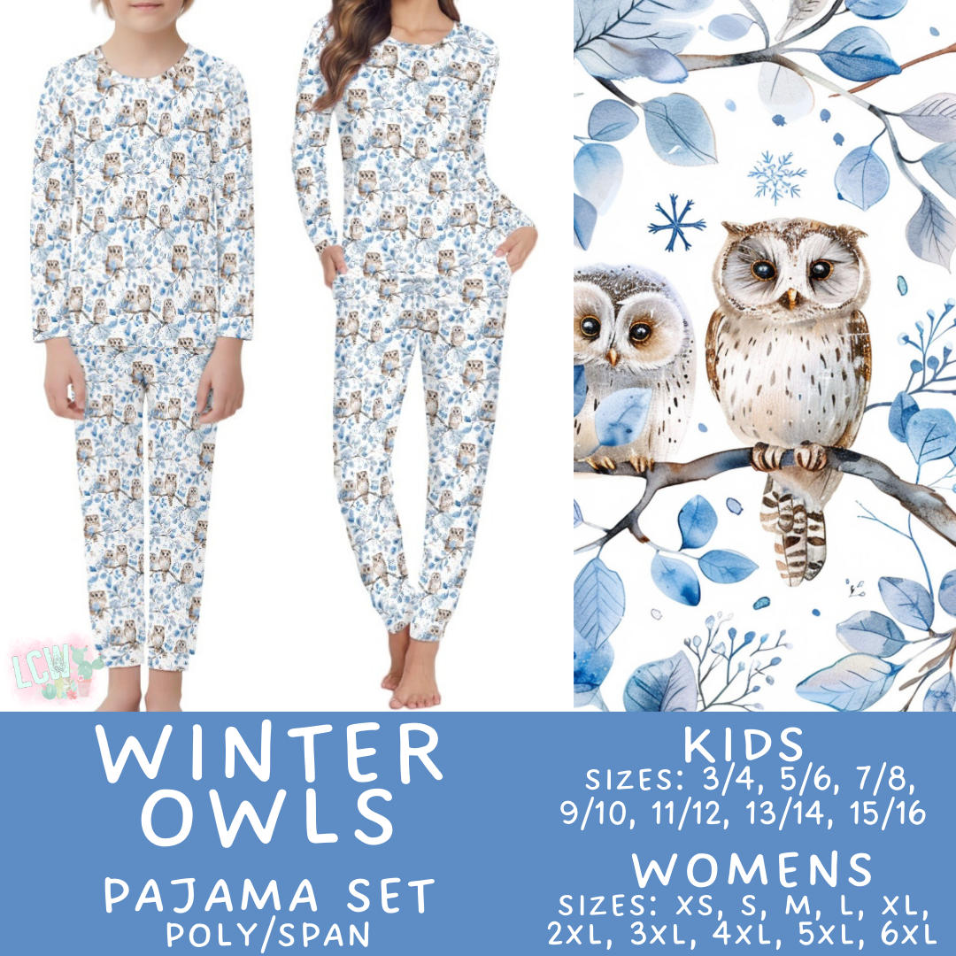 Preorder Custom Family PJ Sets - Winter Owls - Closes 6 Oct - ETA late Dec 2025