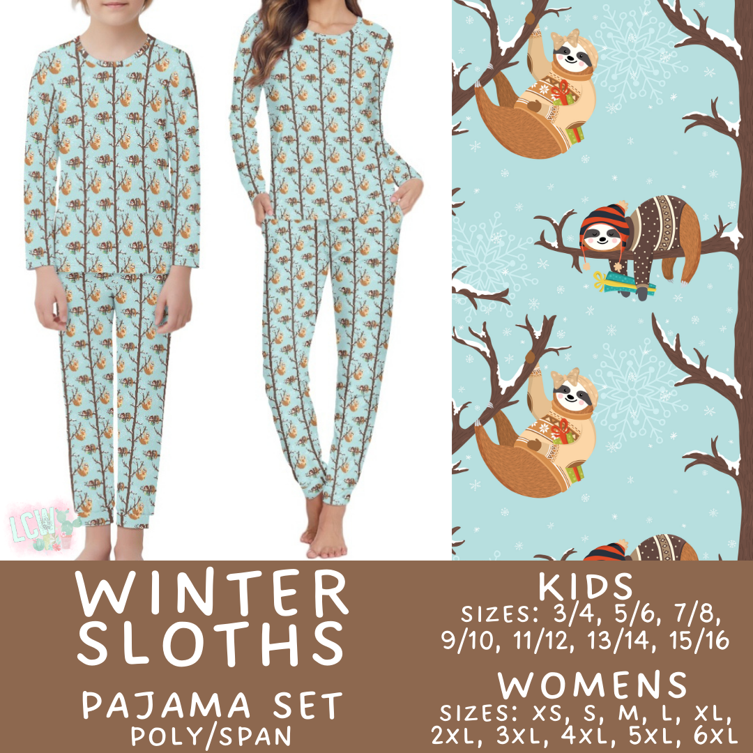 Preorder Custom Family PJ Sets - Winter Sloths - Closes 6 Oct - ETA late Dec 2025