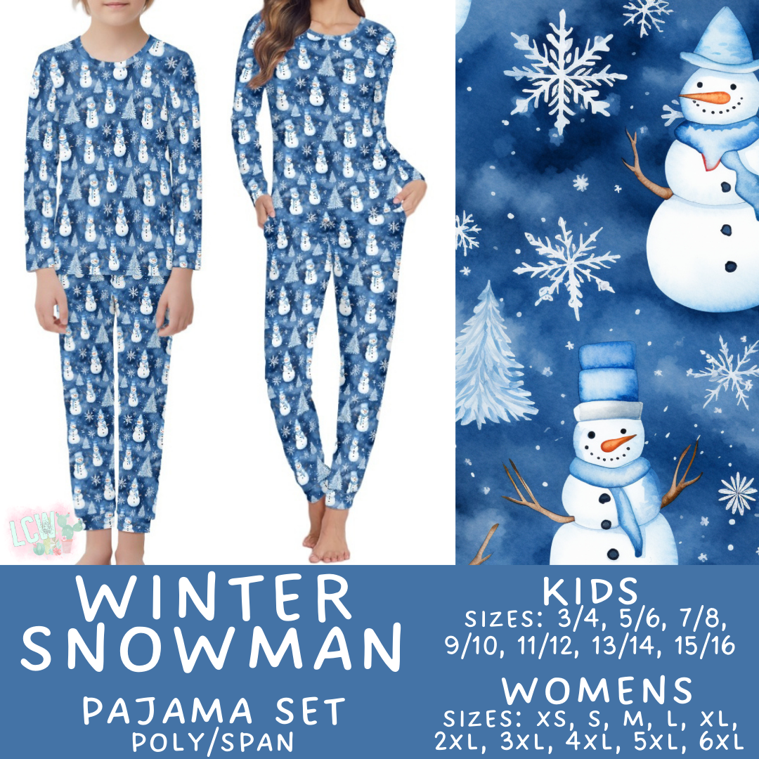 Preorder Custom Family PJ Sets - Winter Snowman - Closes 6 Oct - ETA late Dec 2025