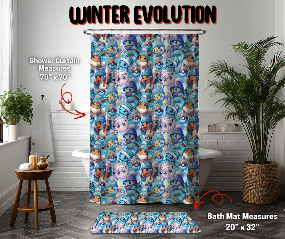 Preorder Custom Shower Curtain / Bath Mat - Winter Evolution - Closes 8 Sep - ETA early Jan 2026