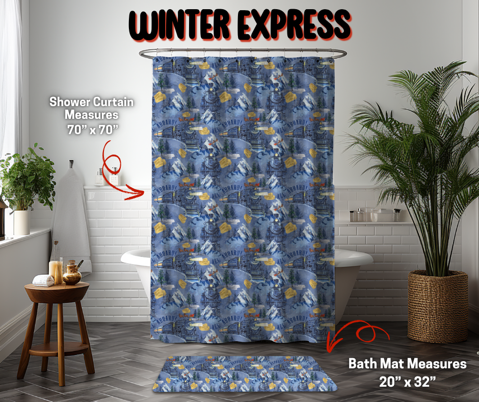 Preorder Custom Shower Curtain / Bath Mat - Winter Express - Closes 8 Sep - ETA early Jan 2026