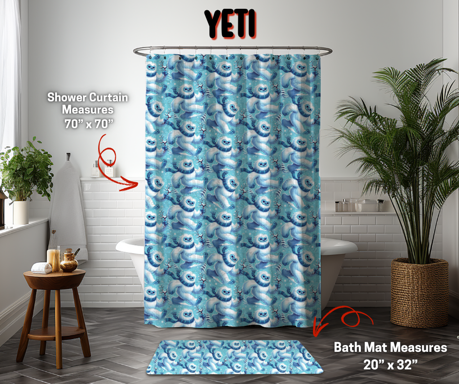 Preorder Custom Shower Curtain / Bath Mat - Yeti - Closes 8 Sep - ETA early Jan 2026