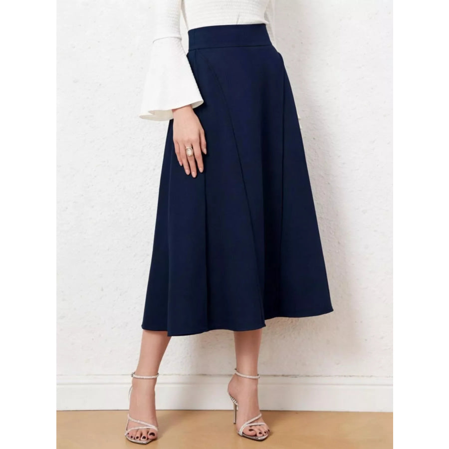 A-Line Midi Skirt Dark Blue / S Apparel and Accessories