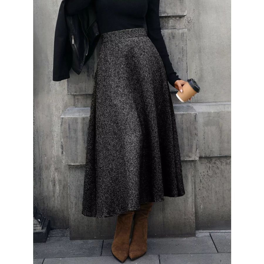 A-Line Midi Skirt Black / S Apparel and Accessories