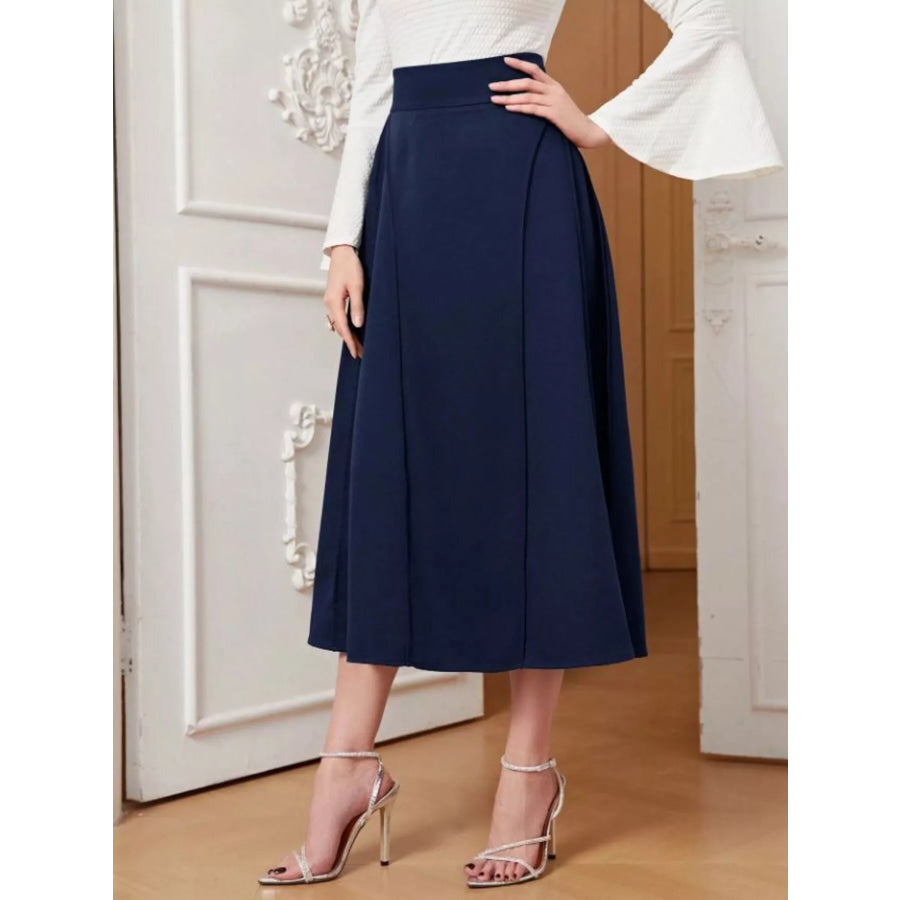 A-Line Midi Skirt Dark Blue / S Apparel and Accessories