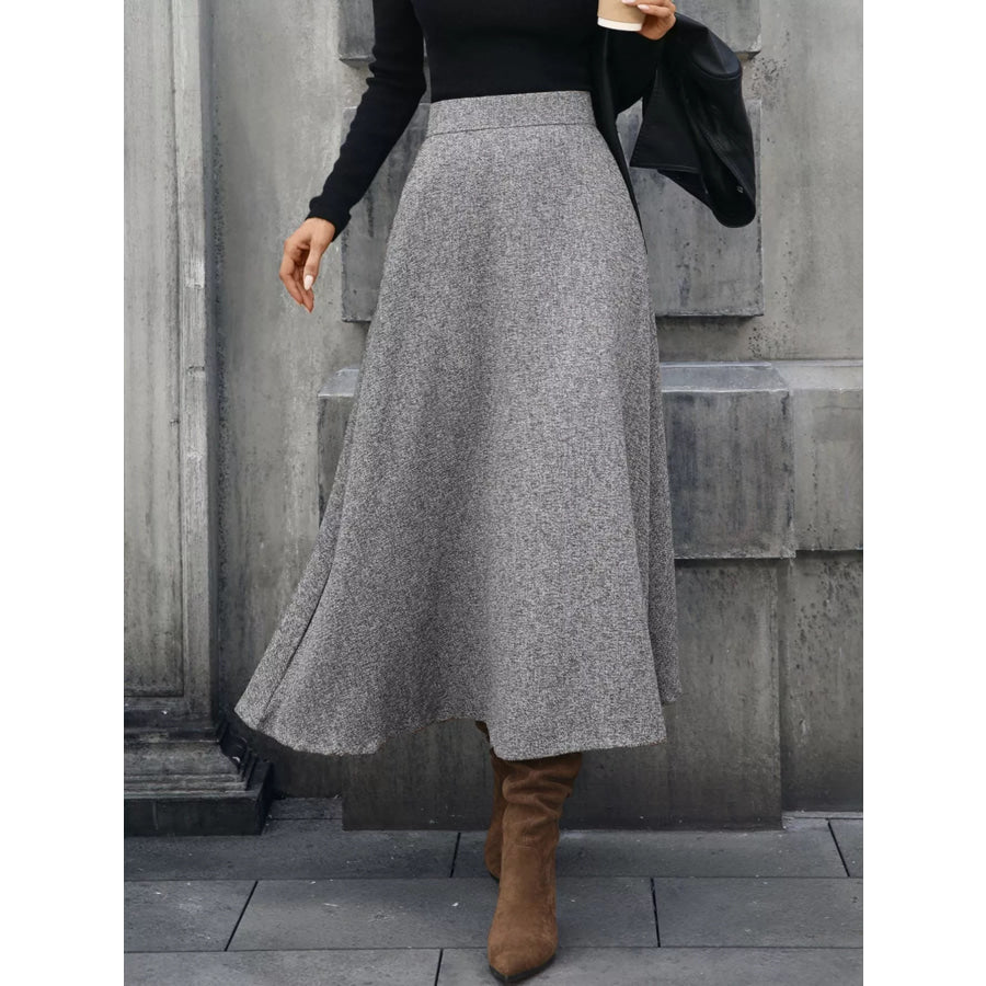 A-Line Midi Skirt Gray / S Apparel and Accessories