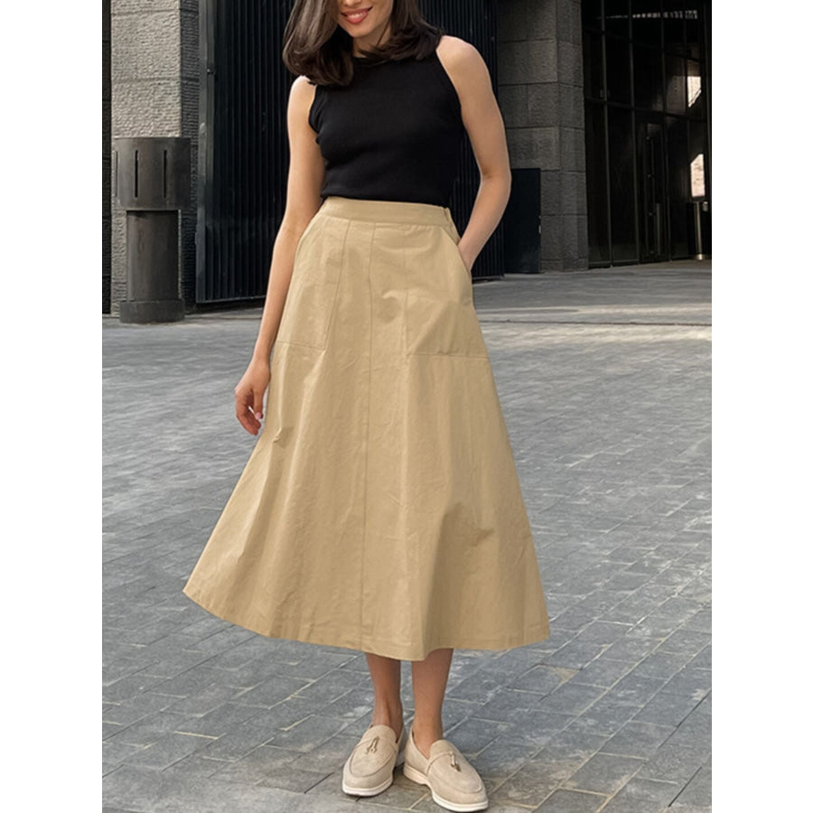 A-Line Pocket Skirt Tan / S Apparel and Accessories