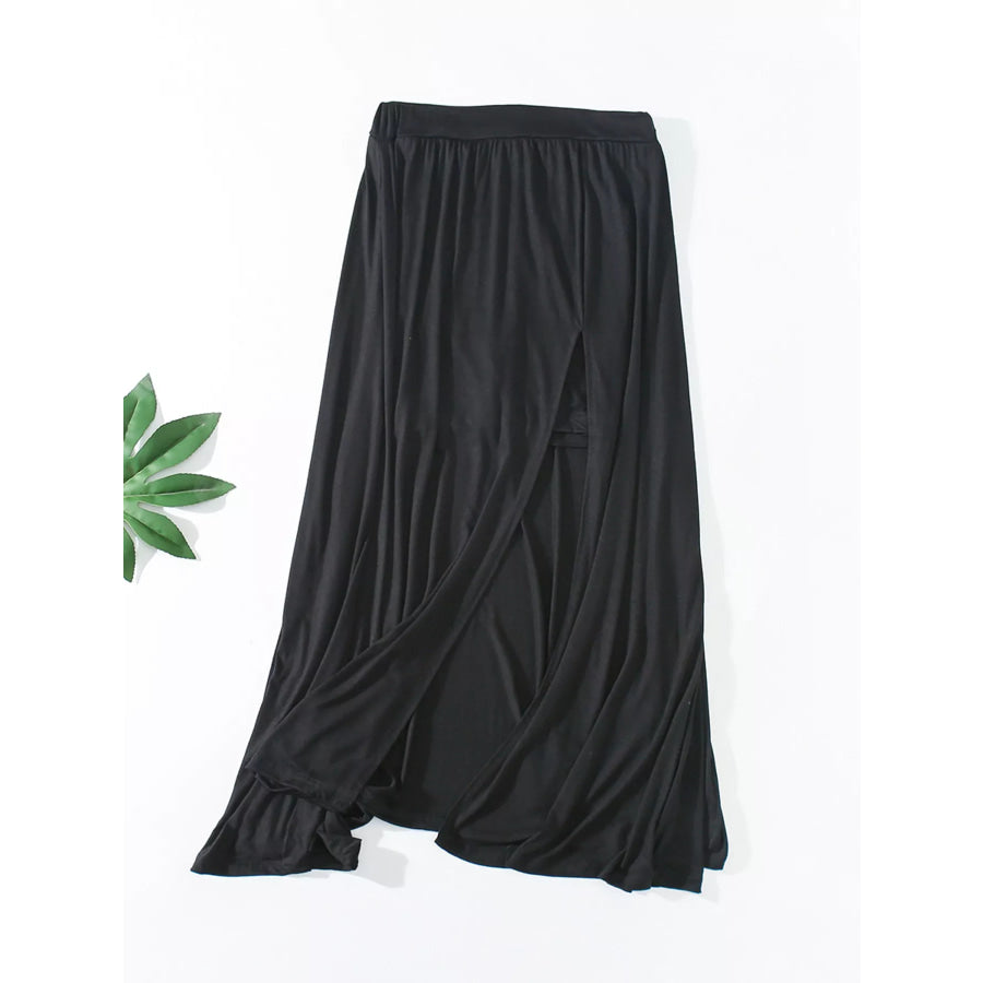 A-Line Slit Maxi Skirt Black / One Size Apparel and Accessories