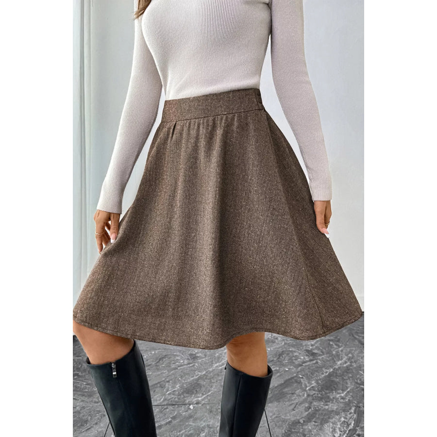 A-Line Textured Skirt Taupe / S Apparel and Accessories