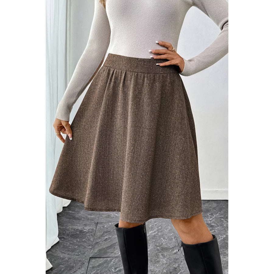 A-Line Textured Skirt Taupe / S Apparel and Accessories
